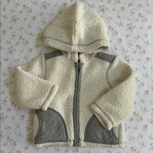Old Navy Infant Cream with Gray Accents Sherpa Hoodie